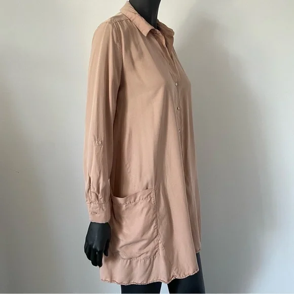 Zara shirt dress button down pockets lyocell tencell medium - Picture 8 of 10
